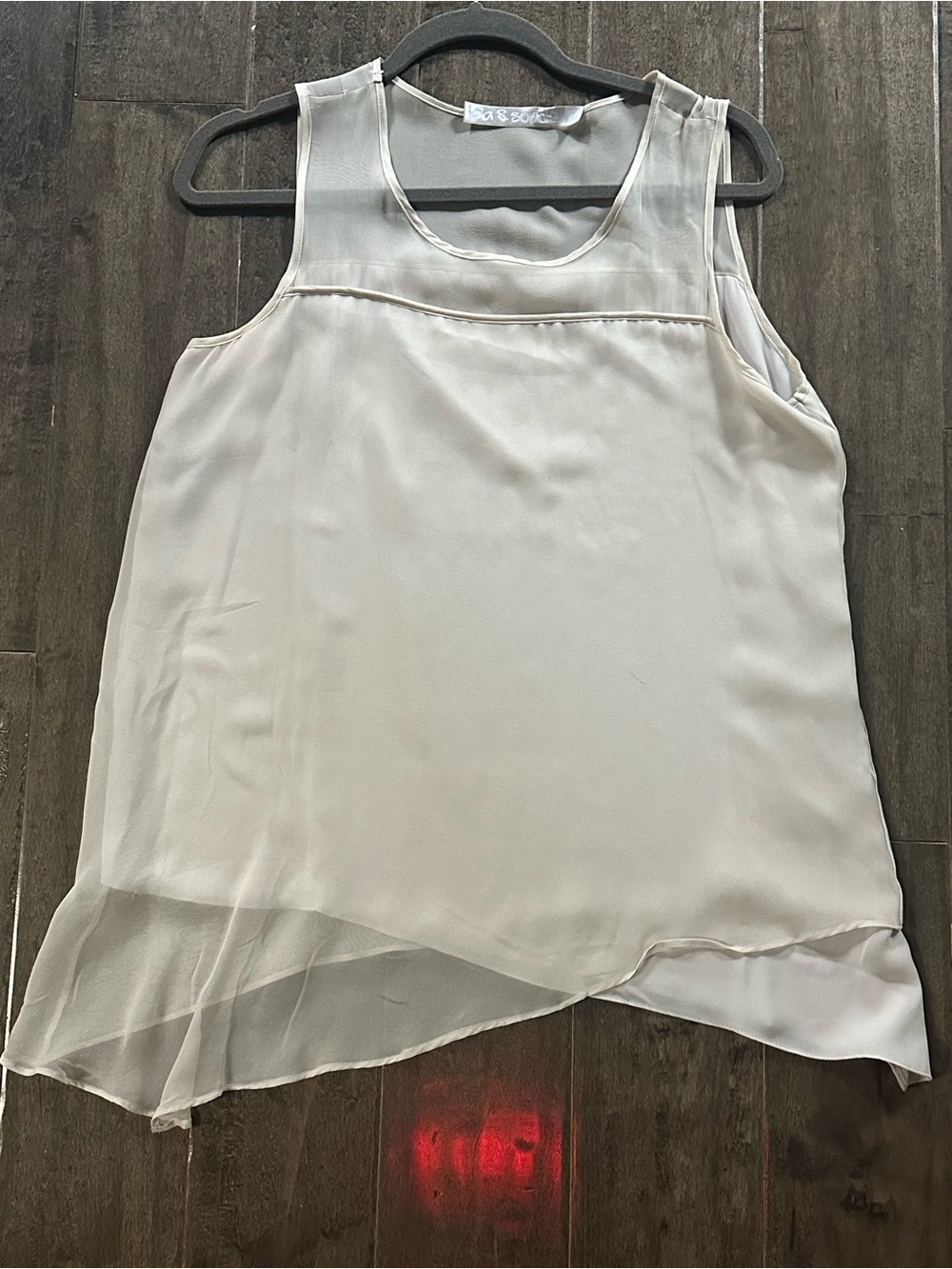 Lola & Sophie layered silky sleeveless asymmetrical high low hem medium blouse